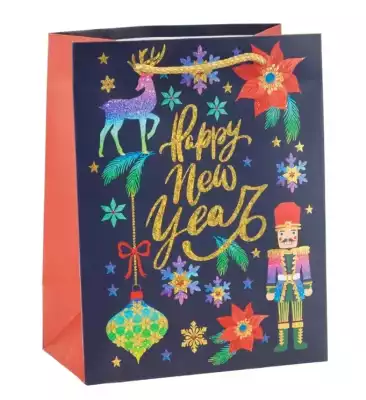 Новогодний подарочный пакет 14×8×18 см, мультиколор